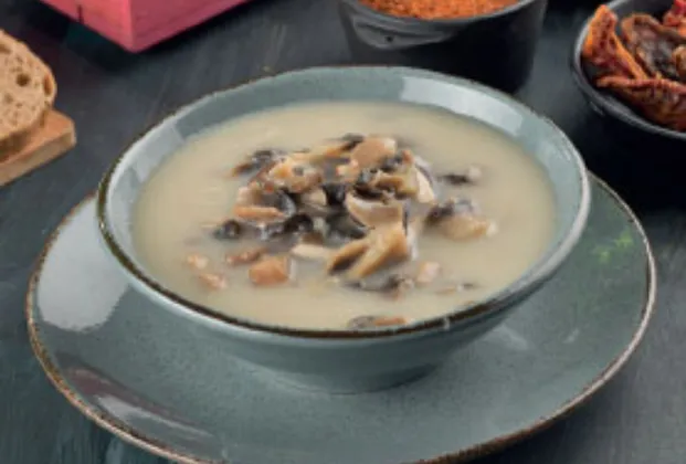 Creamy Porcini Mushroom Soup with Croutons