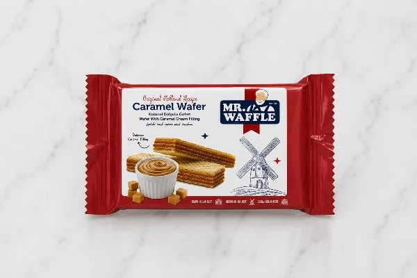 Caramel-filled wafer