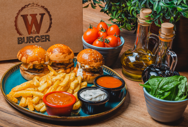 Three mini burgers
