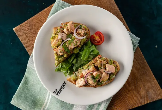 Avocado and salmon tartine