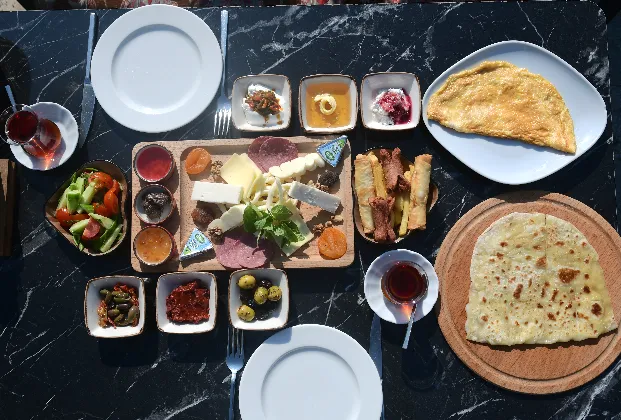 Turkish breakfast spread for 2