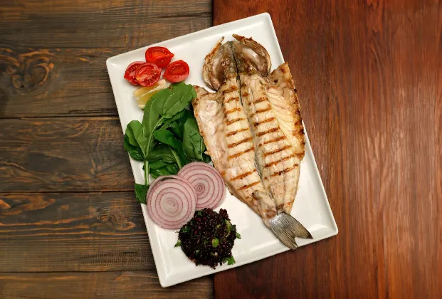 Grilled sea bass