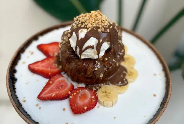 Fruit Danish with ice cream