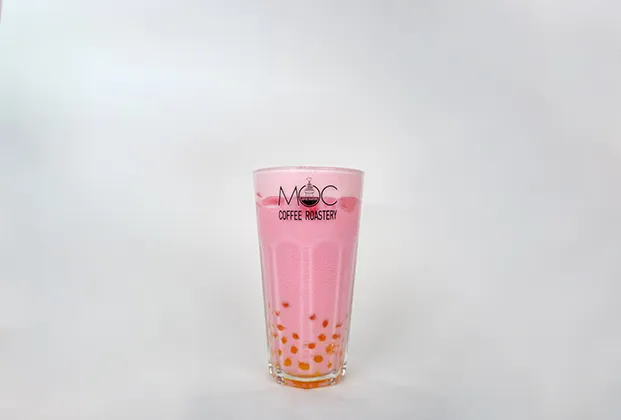 Dragon fruit and strawberry bubble tea