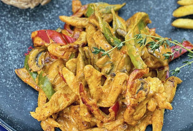 Chicken with curry sauce