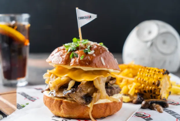 Truffle mayonnaise and mushroom burger