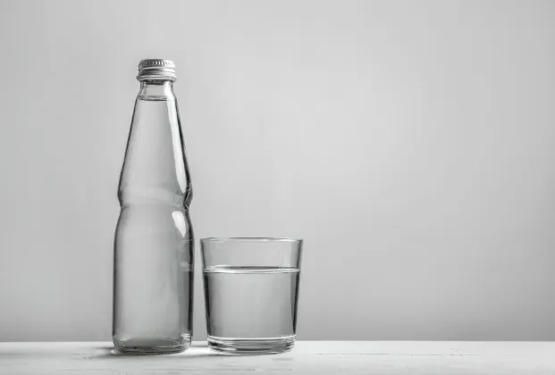 Glass-bottled water