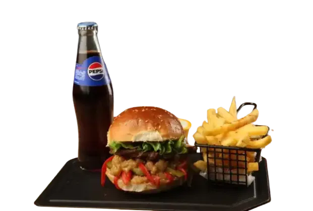 Beef burger with roasted eggplant