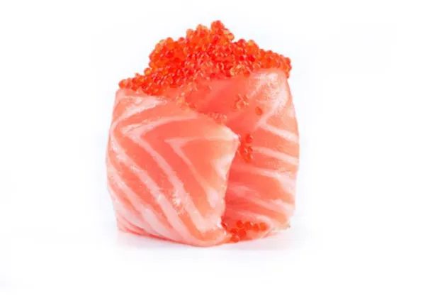 Salmon and tobiko nigiri
