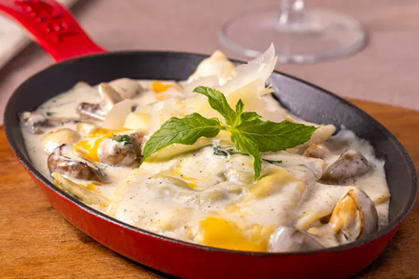 Homemade Ravioli with Alfredo Sauce