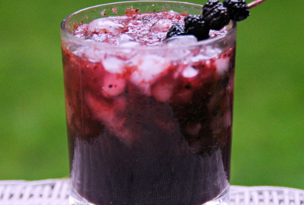 Homemade black mulberry juice