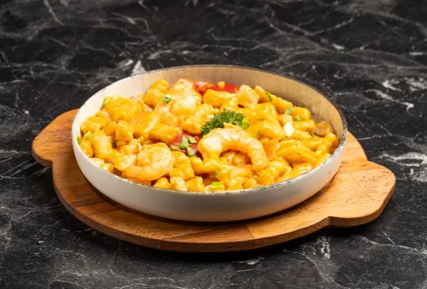 Shrimp and salmon gnocchi