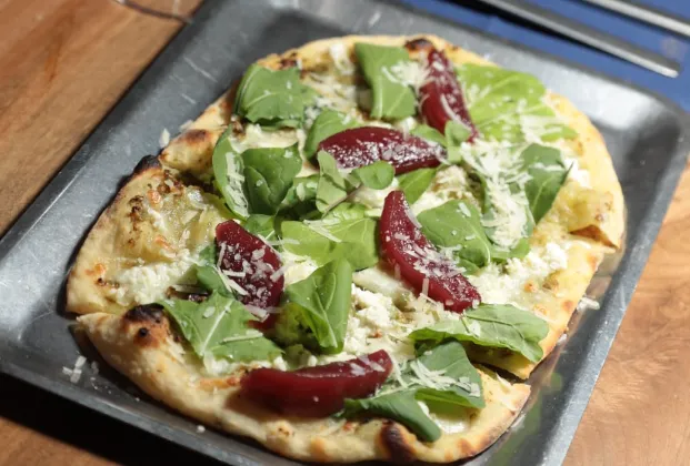 Cheese and Poached Pear Flatbread