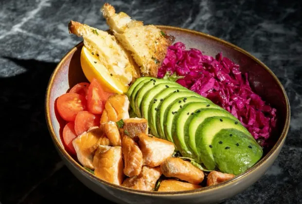 Teriyaki Salmon Skewer Salad