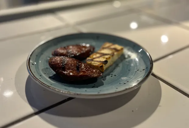Halloumi and sucuk skewer