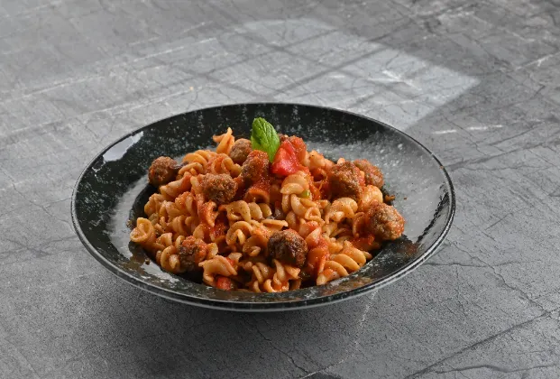 Fusilli with meatballs