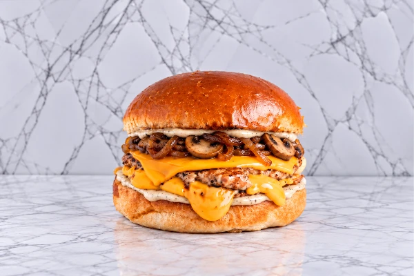 Mushroom chicken smash burger