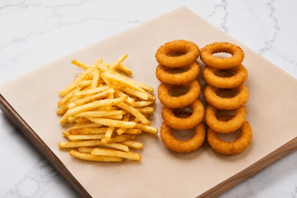 Crispy Onion Rings with Fries and Cajun Seasoning
