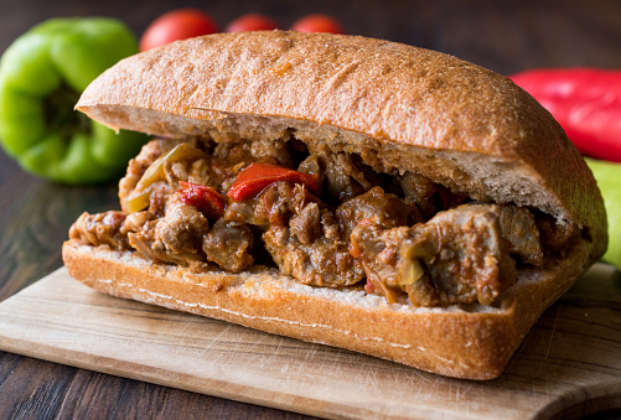 Sautéed beef sandwich