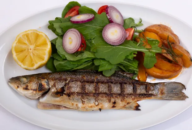 Grilled sea bass
