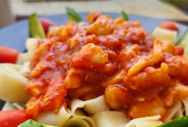 Pappardelle with seafood