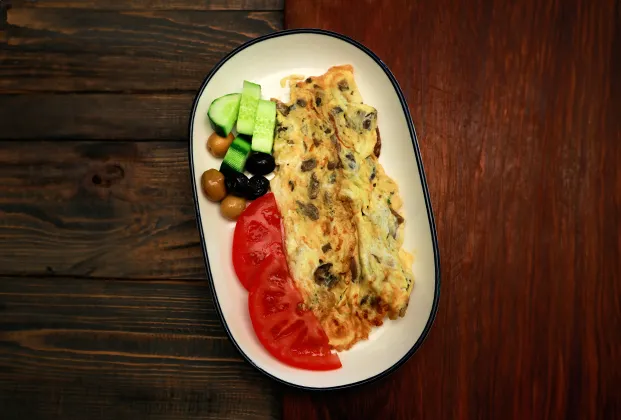 Mixed mushroom omelette