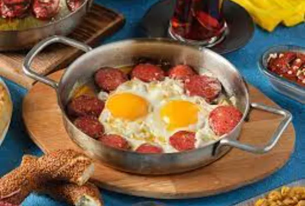 Turkish sausage and eggs