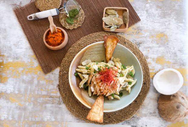 Chicken penne Alfredo
