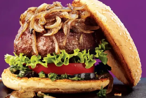 Caramelized onion and mushroom burger