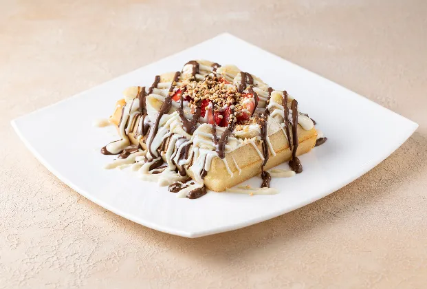 Waffle with ice cream