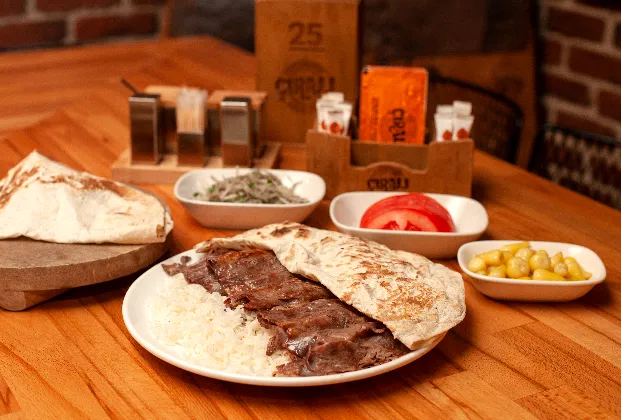 Doner kebab with rice