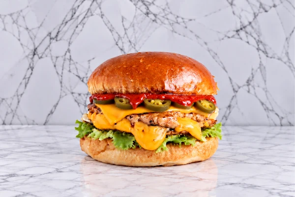 Sriracha chicken smash burger