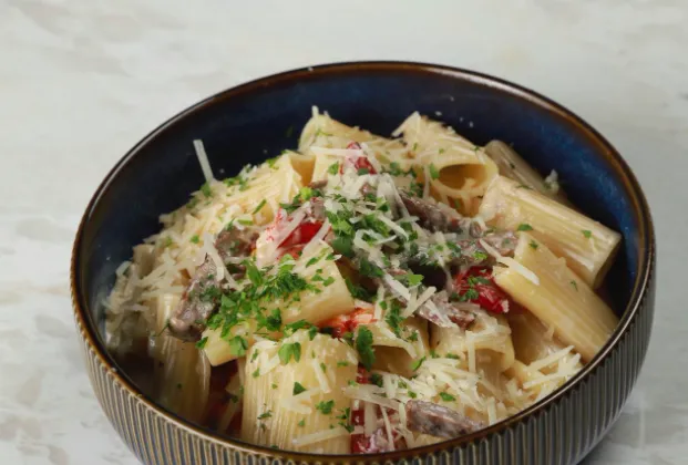 Rigatoni with Eggplant and Beef
