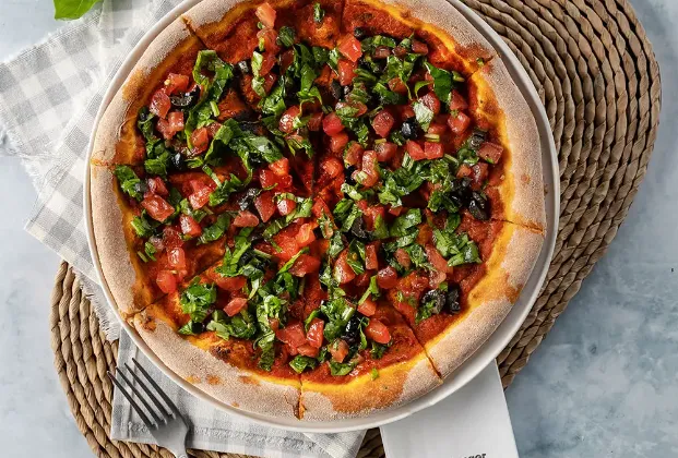 Vegan focaccia pizza