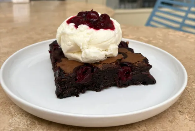 Cherry ice cream brownie
