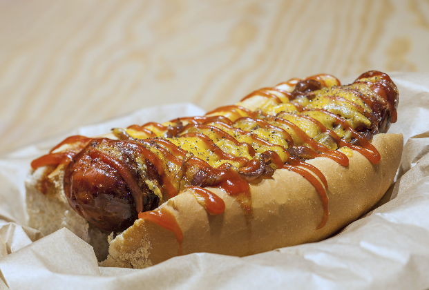 BBQ hot dog with fries
