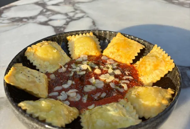 Five-Cheese Crispy Ravioli