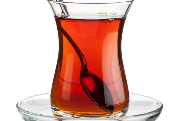 Turkish tea in a tulip-shaped glass