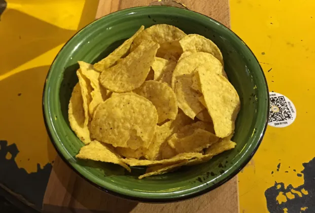 Nachos with guacamole sauce
