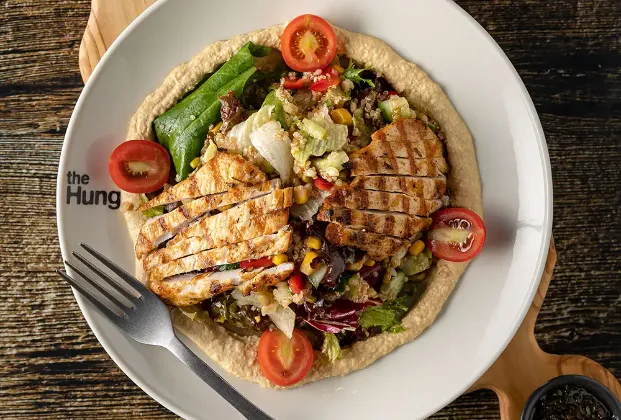 Grilled Chicken Quinoa Salad with Hummus