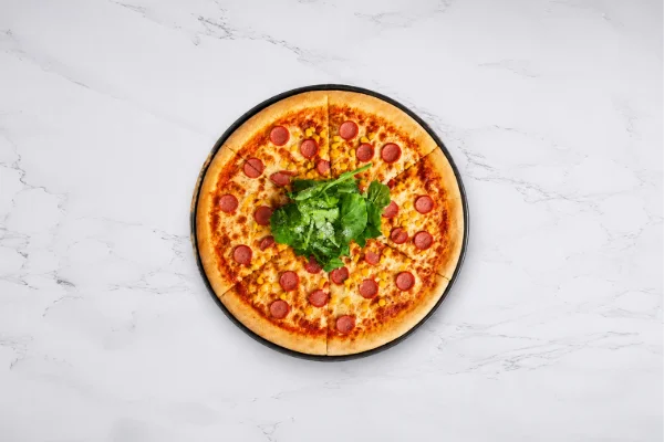 Kids' sausage and corn pizza