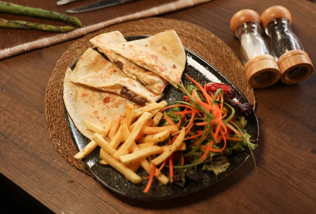 Toast with kavurma and kaşar cheese