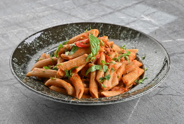 Beef and einkorn penne