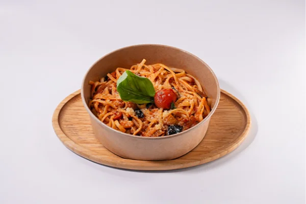 Eggplant and tomato linguine