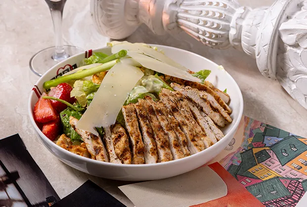 Grilled Chicken Parmesan Caesar Salad