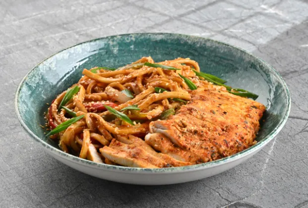Grilled chicken udon