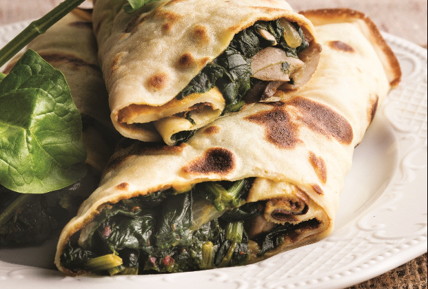 Spinach and mushroom crepe