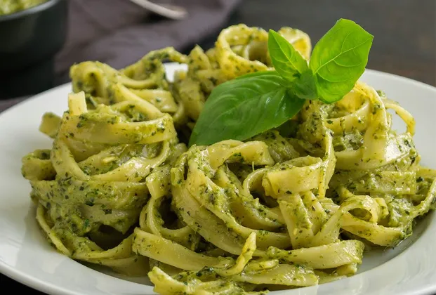 Tagliatelle with pesto sauce