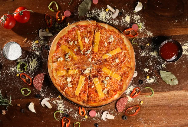 Four-cheese pizza