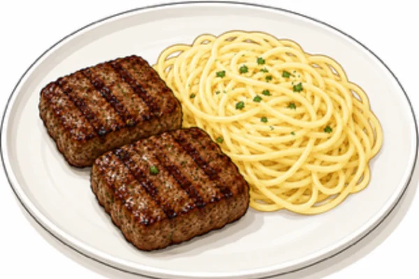 Kids' köfte with plain spaghetti